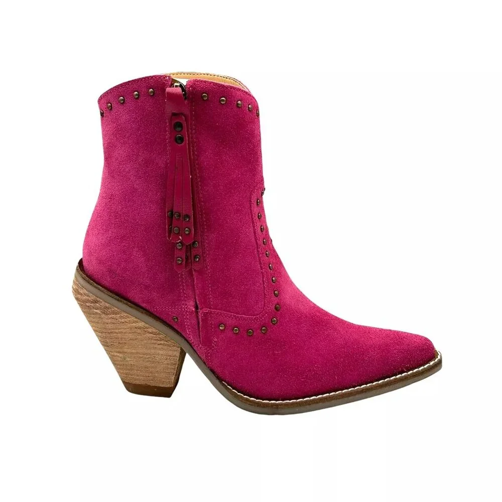 Dingo Classy N Sassy Women's Western Boot Size 8.5 Fuchsia Suede Upper Side Zip - Picture 13 of 13